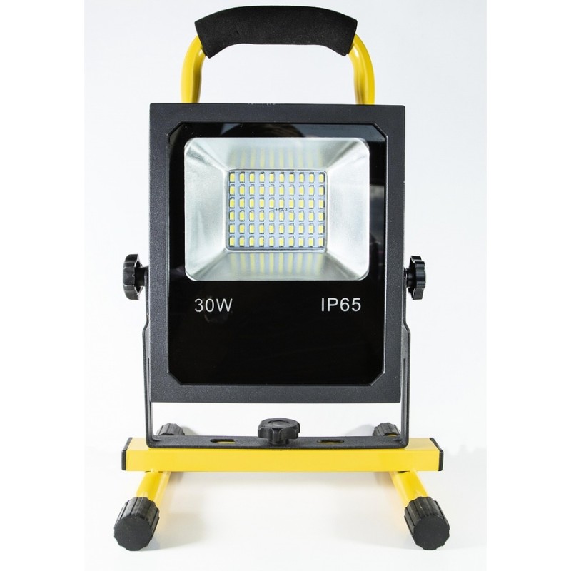 Прожектор светодиодный аккумуляторный Техрим WL-R-30, 30Вт, 6400К, 2400 Лм, желтый