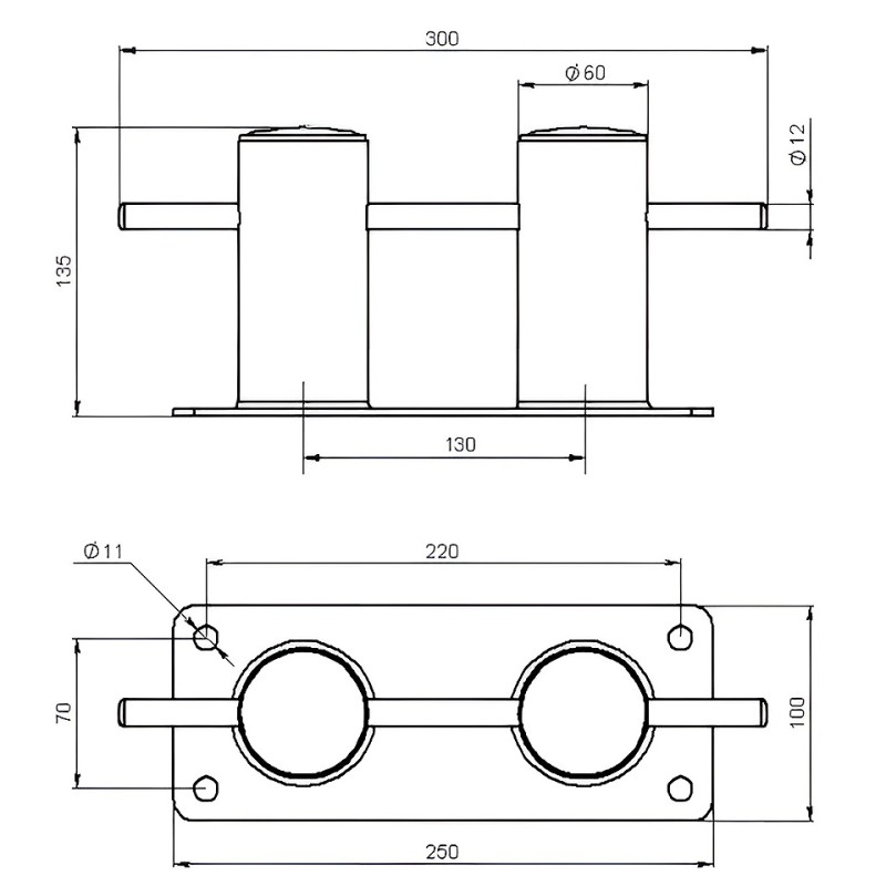 Кнехт причальный двойной 60 мм