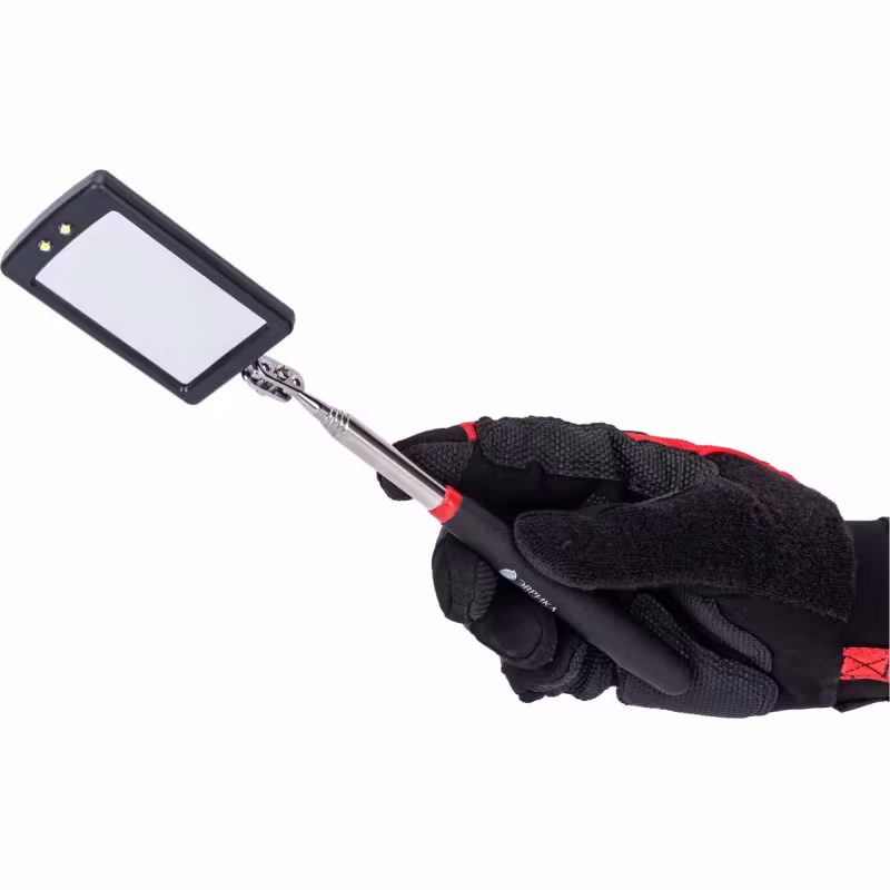 Зеркало досмотра Эврика ER-53036, телескопическое, подсветка, до 875 мм