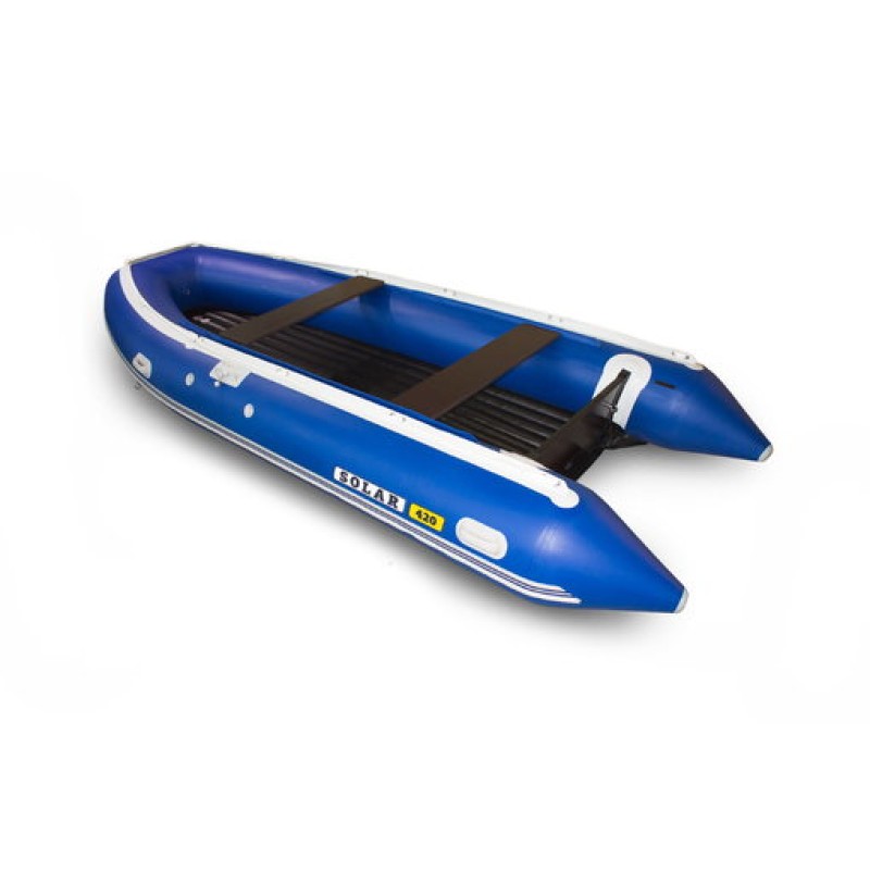Надувная лодка ПВХ Solar 420 Jet tunnel, НДНД, синий