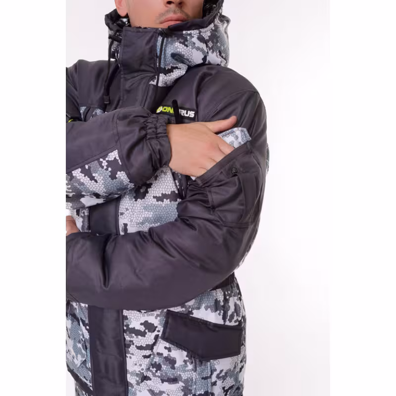 Костюм мужской OneRus Горный -45, ткань Алова/Таслан, белый камуфляж/серый, размер 56-58, 182-188 см