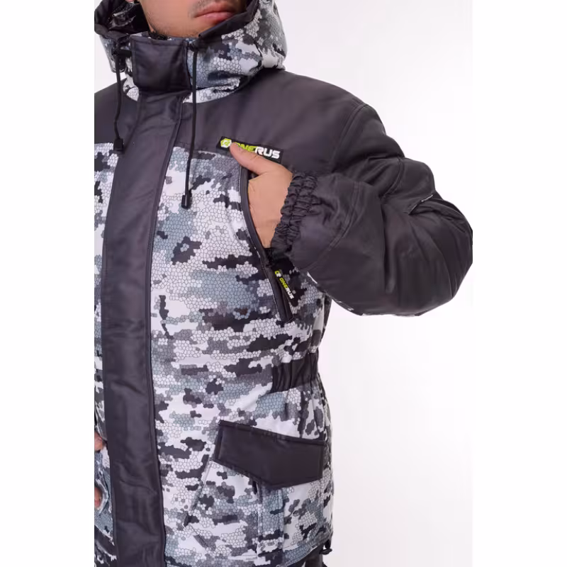 Костюм мужской OneRus Горный -45, ткань Алова/Таслан, белый камуфляж/серый, размер 56-58, 182-188 см