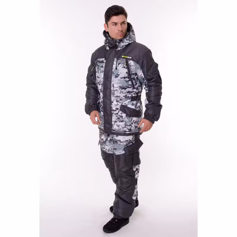 Костюм мужской OneRus Горный -45, ткань Алова/Таслан, белый камуфляж/серый, размер 56-58, 182-188 см