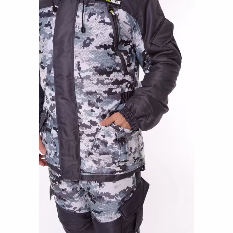 Костюм мужской OneRus Горный -45, ткань Алова/Таслан, белый камуфляж/серый, размер 48-50, 170-176 см