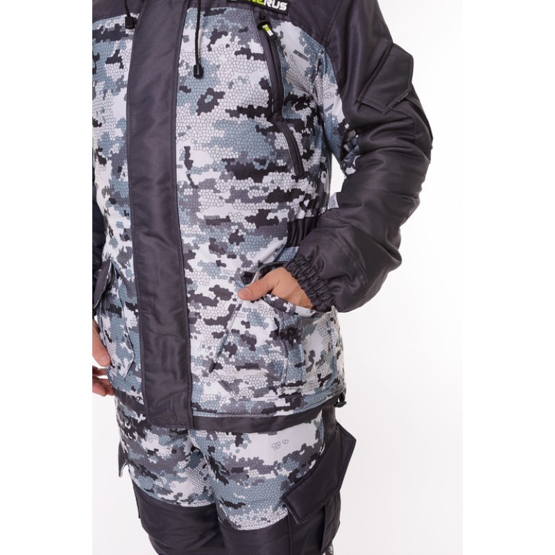 Костюм мужской OneRus Горный -45, ткань Алова/Таслан, белый камуфляж/серый, размер 48-50, 170-176 см