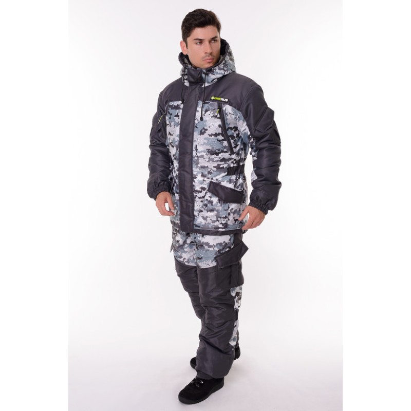 Костюм мужской OneRus Горный -45, ткань Алова/Таслан, белый камуфляж/серый, размер 48-50, 170-176 см