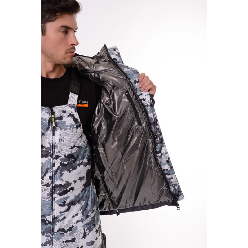 Костюм мужской OneRus Горный -45, ткань Алова/Таслан, белый камуфляж/серый, размер 48-50, 170-176 см