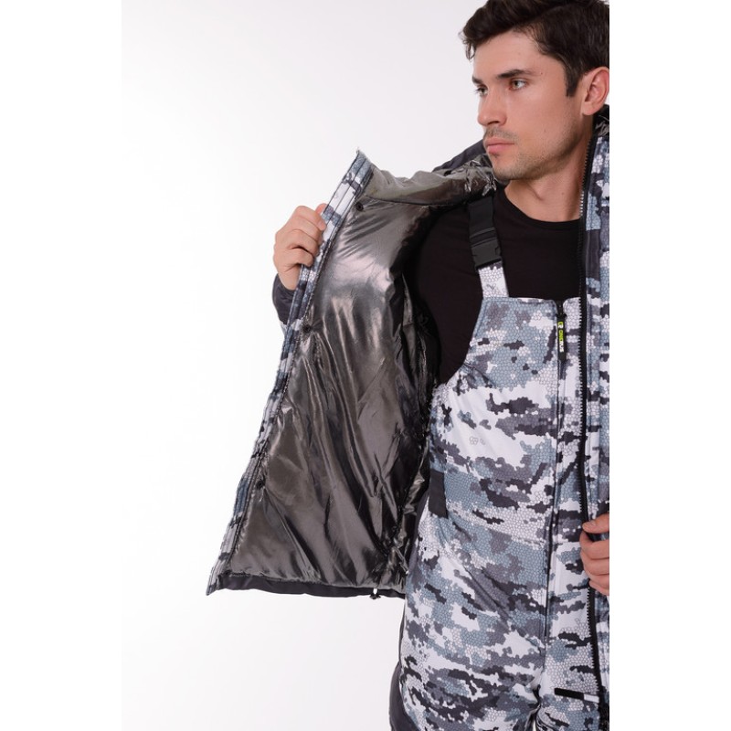 Костюм мужской OneRus Горный -45, ткань Алова/Таслан, белый камуфляж/серый, размер 48-50, 170-176 см