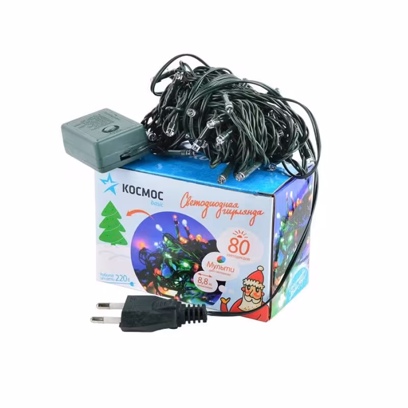Гирлянда-нить Космос GIR80LED 80 led, разноцветный, 8.8 м