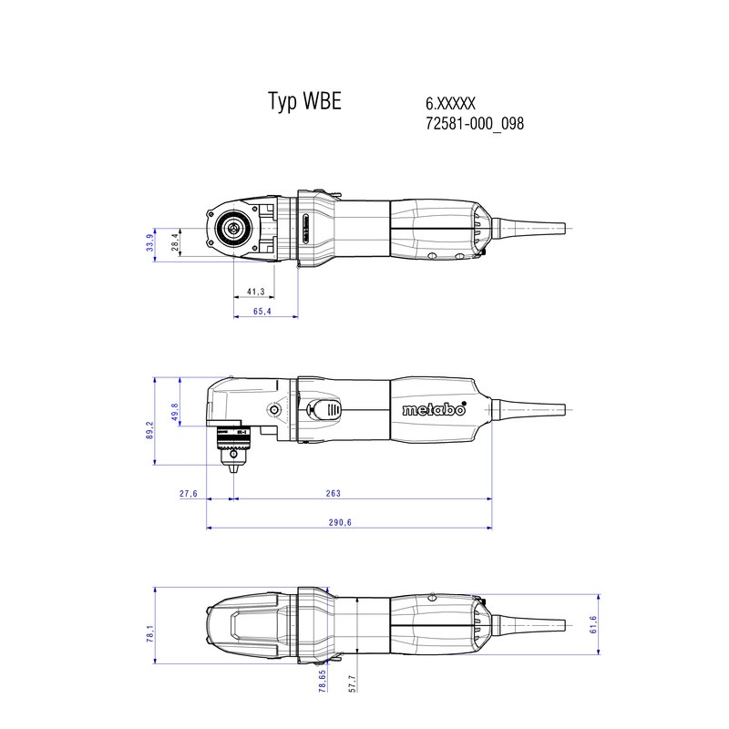 Дрель угловая сетевая Metabo WBE 700 