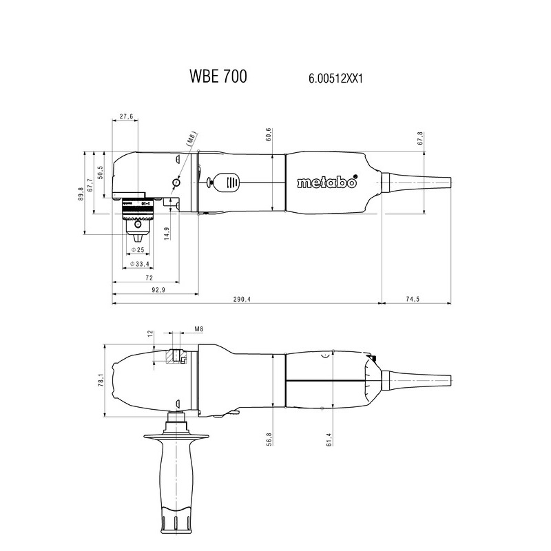 Дрель угловая сетевая Metabo WBE 700 