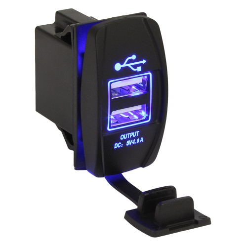 Гнездо зарядное SF50886-2 USB под гнездо клавишного выключателя, двойное, 12/24В, 5В/2.4 и 2.4A