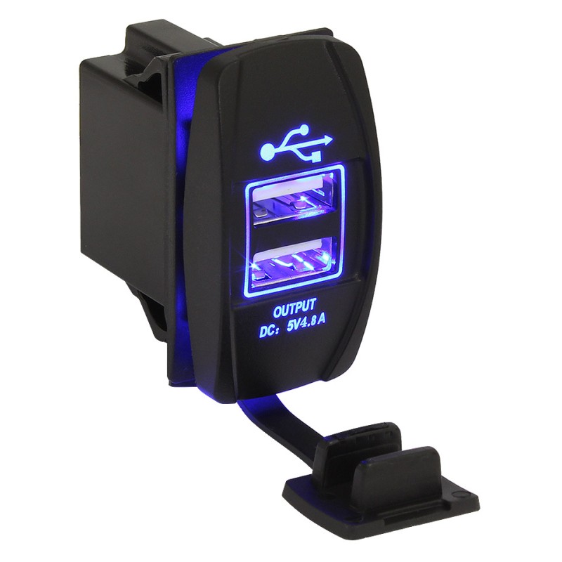 Гнездо зарядное SF50886-2 USB под гнездо клавишного выключателя, двойное, 12/24В, 5В/2.4 и 2.4A