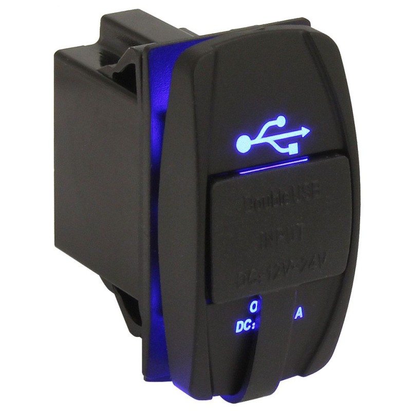 Гнездо зарядное SF50886-2 USB под гнездо клавишного выключателя, двойное, 12/24В, 5В/2.4 и 2.4A