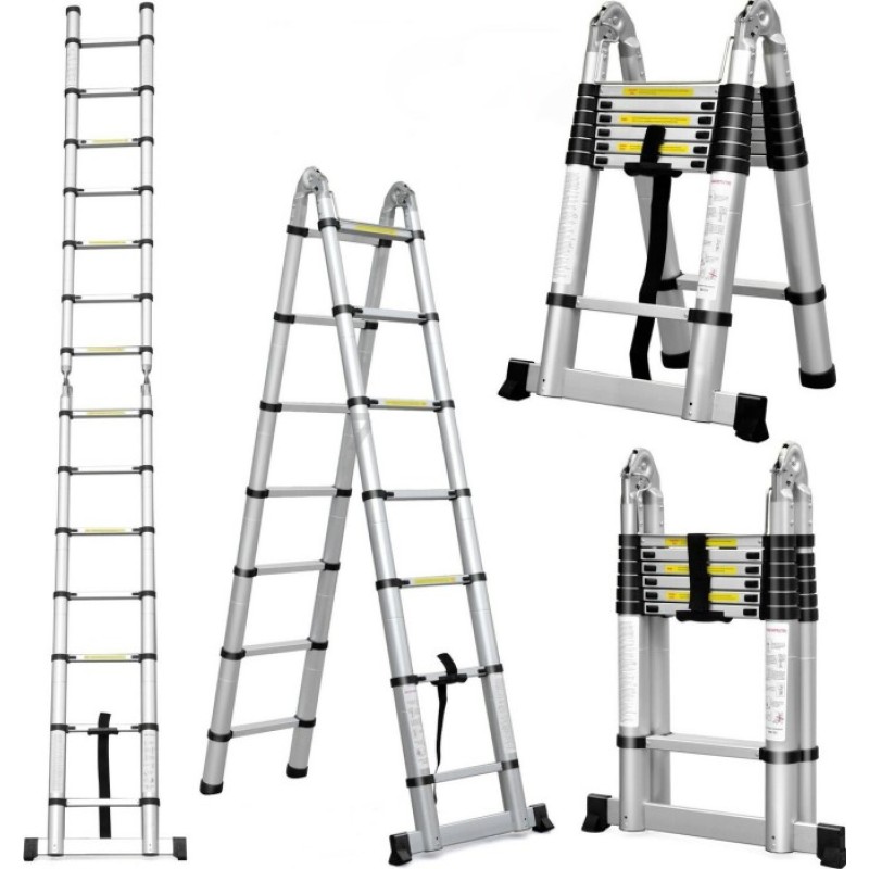 Лестница телескопическая Startul ST9733-050, 2 секции, 2х8 ступеней, 1.56-5 м