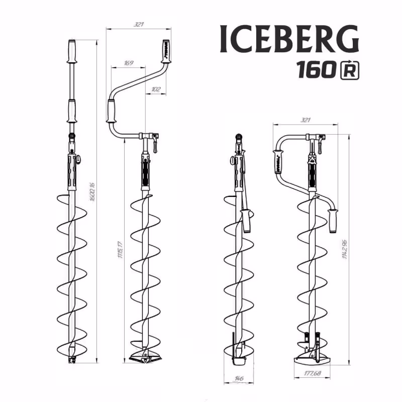 Ледобур ручной Iceberg-Siberia 160R-1600 V3.0, 160 мм, желтый