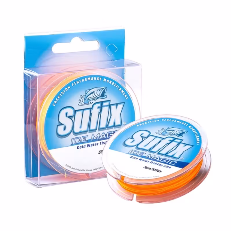 Леска монофильная зимняя Sufix Ice Magic 50 м, 0,195 мм, 3,3 кг, желто-оранжевая