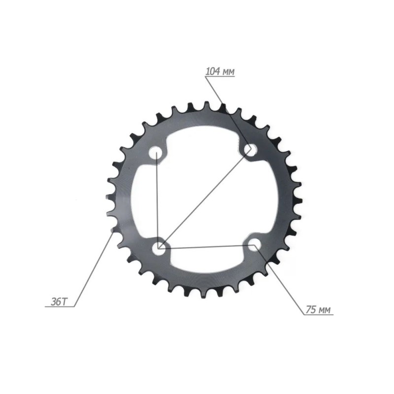 Звезда передняя Motsuv Round Narrow Wide 104BCD, 36Т, черный, 1 шт