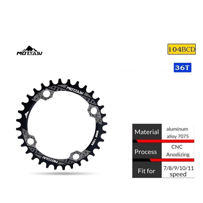 Звезда передняя Motsuv Round Narrow Wide 104BCD, 36Т, черный, 1 шт