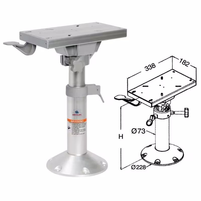 Низкопрофильная стойка для сидений, с салазками Osculati 10250571, 155 мм