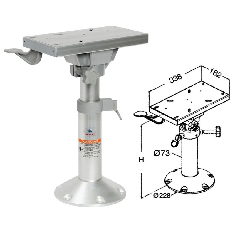Низкопрофильная стойка для сидений, с салазками Osculati 10250571, 155 мм