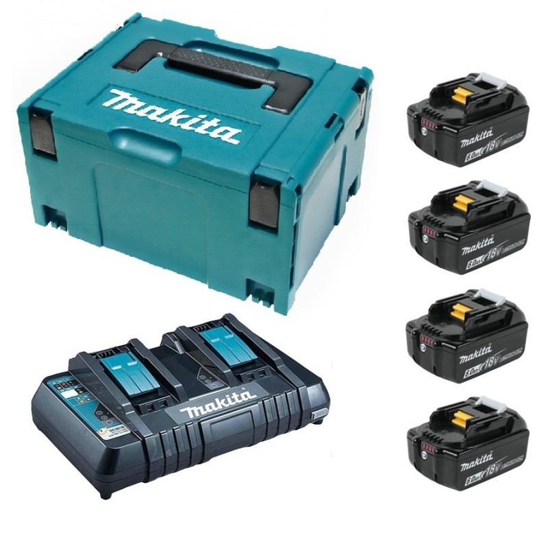 Комплект Makita MakPac 18В, 4х6Ач, Li ion 4 АКБ BL1860B + ЗУ DC18RD