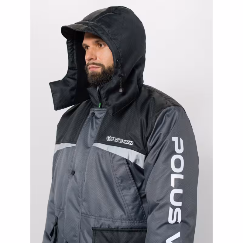 Костюм мужской Huntsman (Восток) Полюс V-2, ткань Cell, серый/черный, размер 56-58, 182-188 см