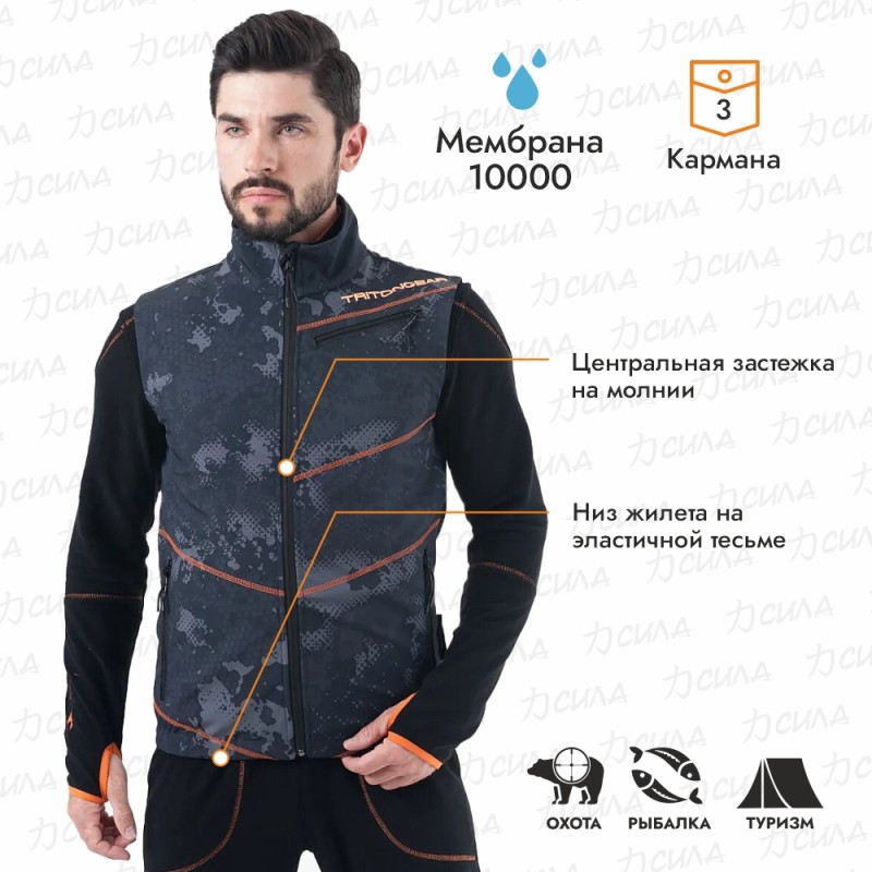 Жилет мужской Triton Gear Irbis, ткань Softshell, черный, размер L