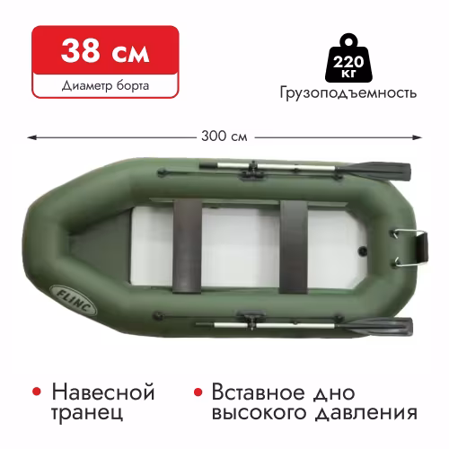 Надувная лодка ПВХ Flinc F300TLA, НДНД, зеленый