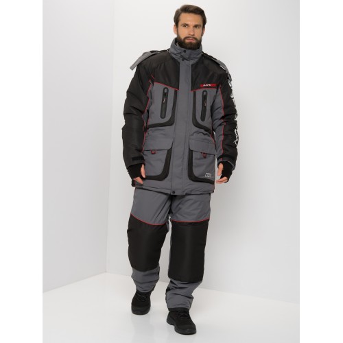 Костюм мужской Huntsman (Восток) Siberia Lux, ткань Breathable, серый/черный, размер 52-54, 182-188 см