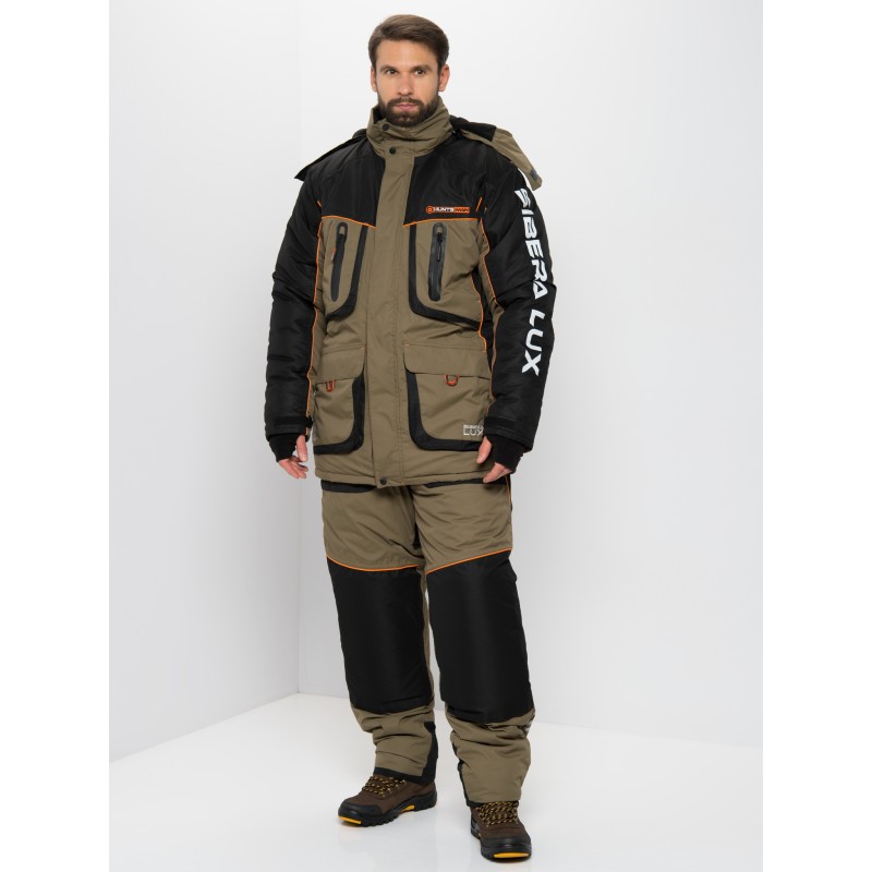 Костюм мужской Huntsman (Восток) Siberia Lux, ткань Breathable, хаки/черный, размер 44-46, 170-176 см