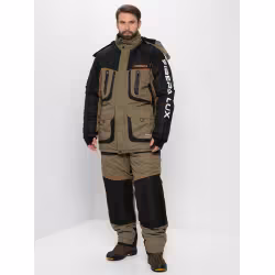 Костюм мужской Huntsman Siberia Lux, ткань Breathable, хаки/черный, размер 44-46, 182-188 см