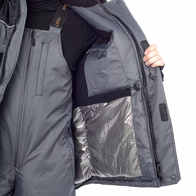 Костюм мужской Huntsman (Восток) Полюс LUX, ткань Cell, серый/черный, размер 52-54,182-188 см