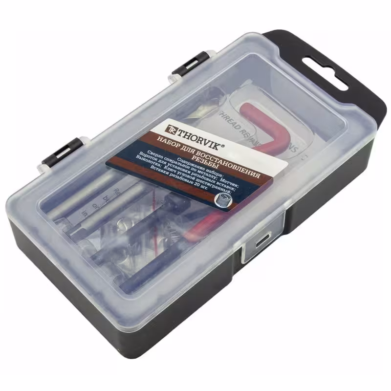 Набор для восстановления резьбы Thorvik М8х1.0, TRIS810, 25 предметов