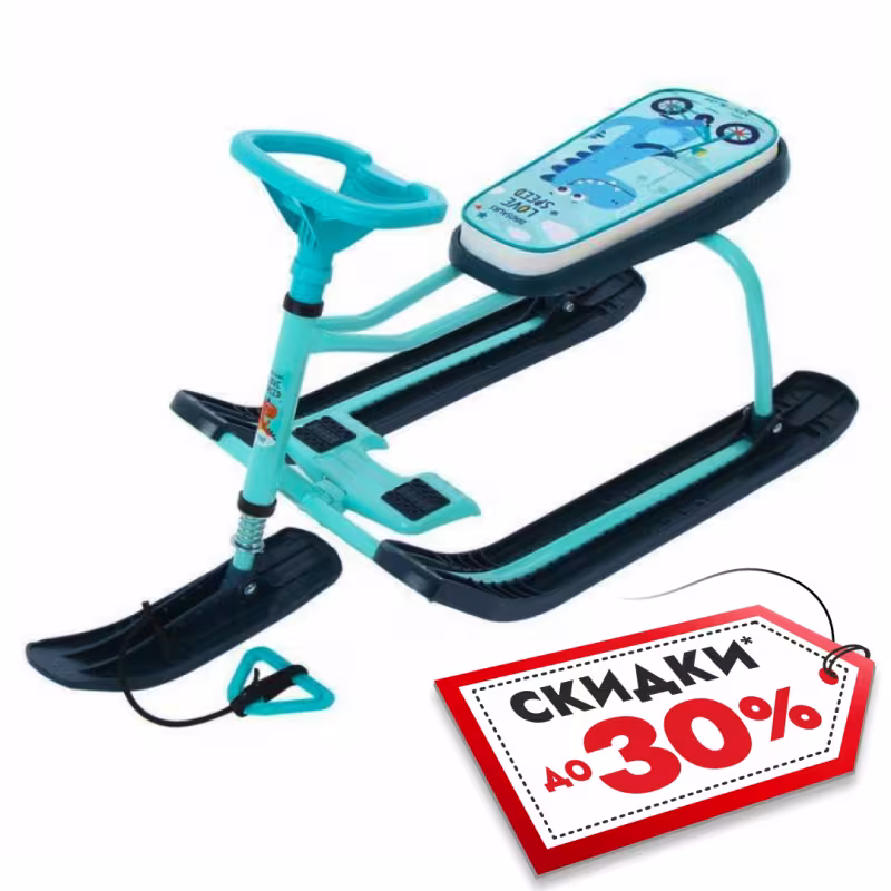 Снегокат Nika Kids Тимка Спорт 1+ Динозавр ТС1+/Д, бирюзовый