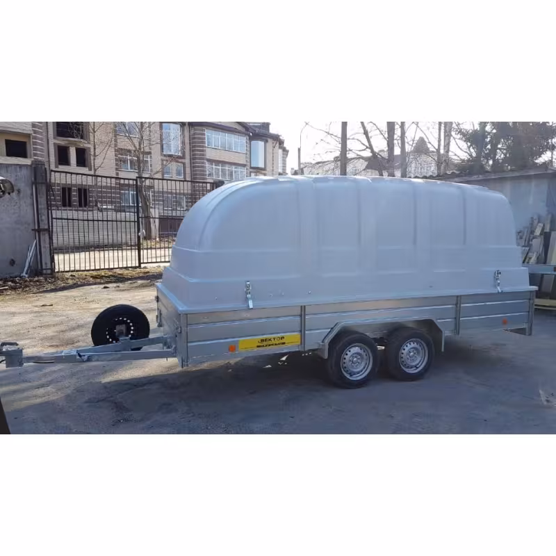 Прицеп бортовой двухосный Вектор ЛАВ 81013Е, с крышкой Jaxal, высокий борт