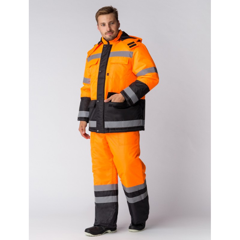 Костюм зимний Факел Дорожник, ткань Оксфорд, оранжевый/черный, размер 48-50, 182-188 см