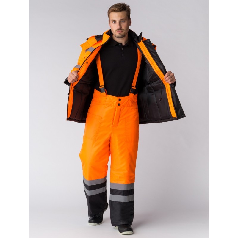 Костюм зимний Факел Дорожник, ткань Оксфорд, оранжевый/черный, размер 48-50, 182-188 см