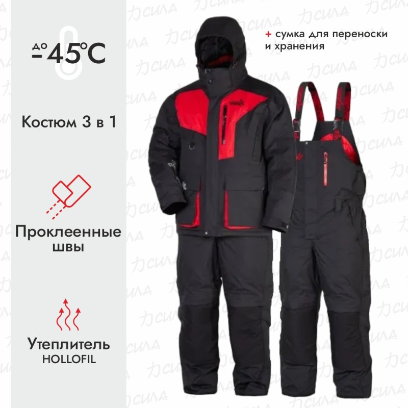 Костюм мужской Norfin Extreme 5, ткань Breathable, черный/красный, размер M