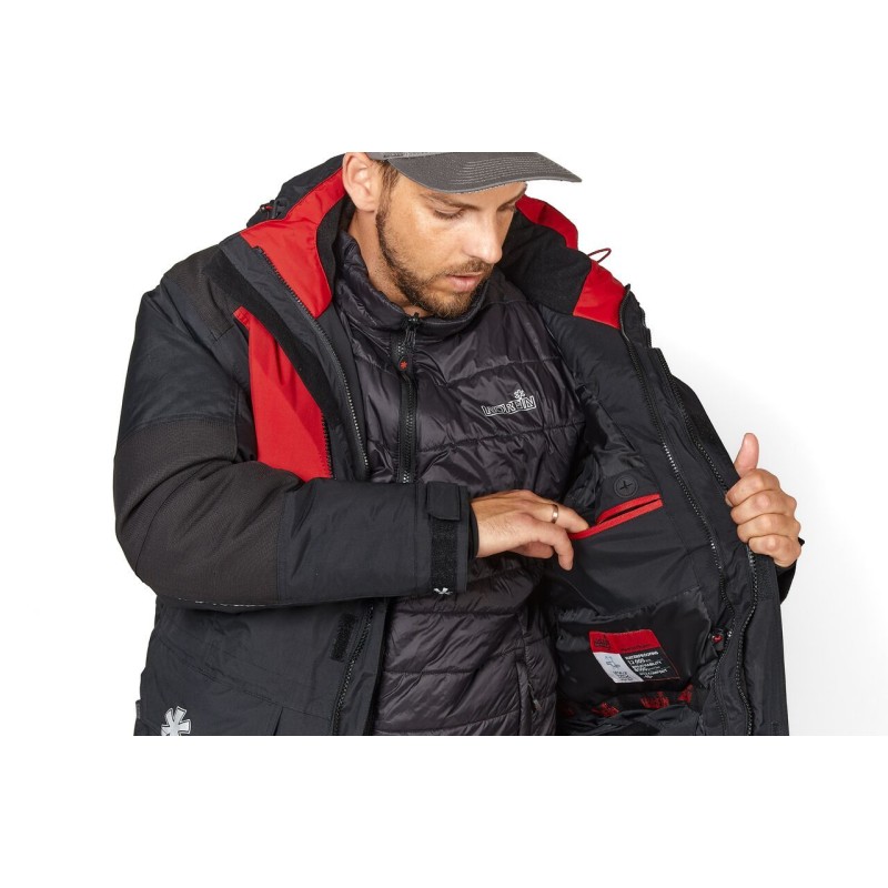 Костюм мужской Norfin Extreme 5, ткань Breathable, черный/красный, размер M-L