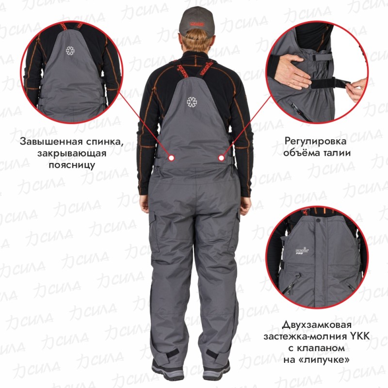 Полукомбинезон мужской Norfin Verity Pro GR, ткань Breathable, серый, размер XL