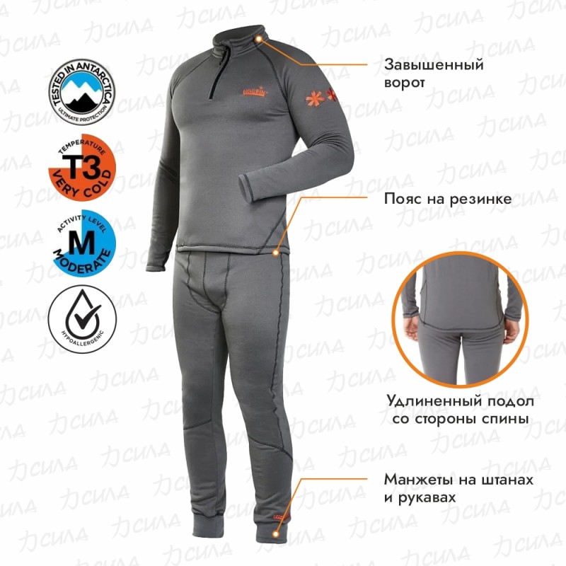 Комплект термобелья мужской Norfin Winter Line Gray 03, серый, размер L