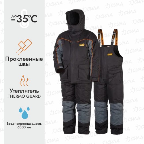 Костюм мужской Norfin Element+, ткань Breathable, черный/серый, размер S