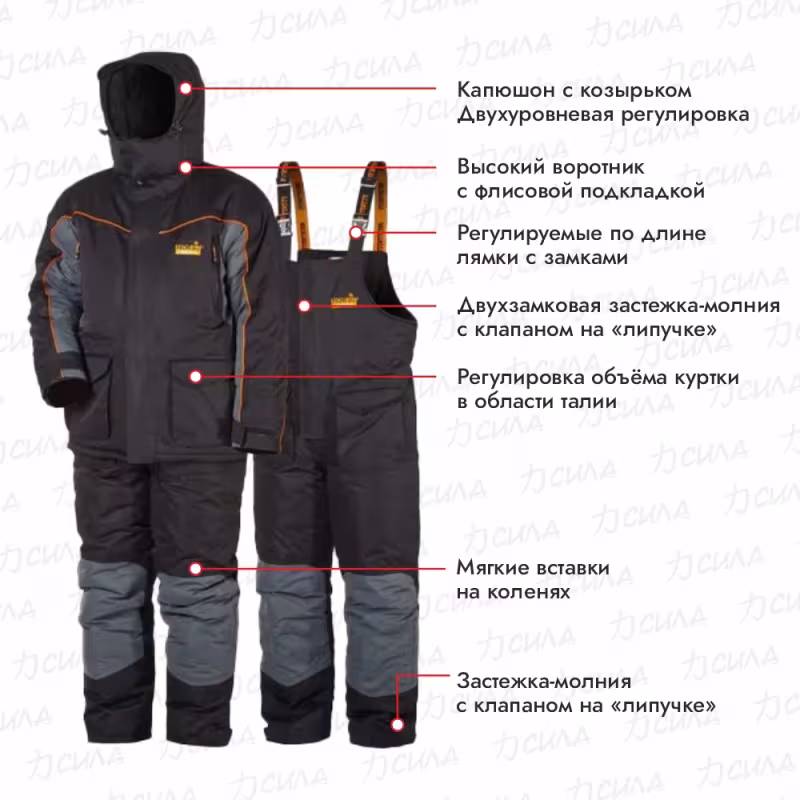Костюм мужской Norfin Element+, ткань Breathable, черный/серый, размер XXL