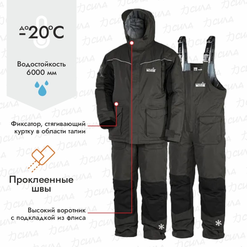 Костюм мужской Norfin Element Gray, ткань Breathable, серый/черный, размер M