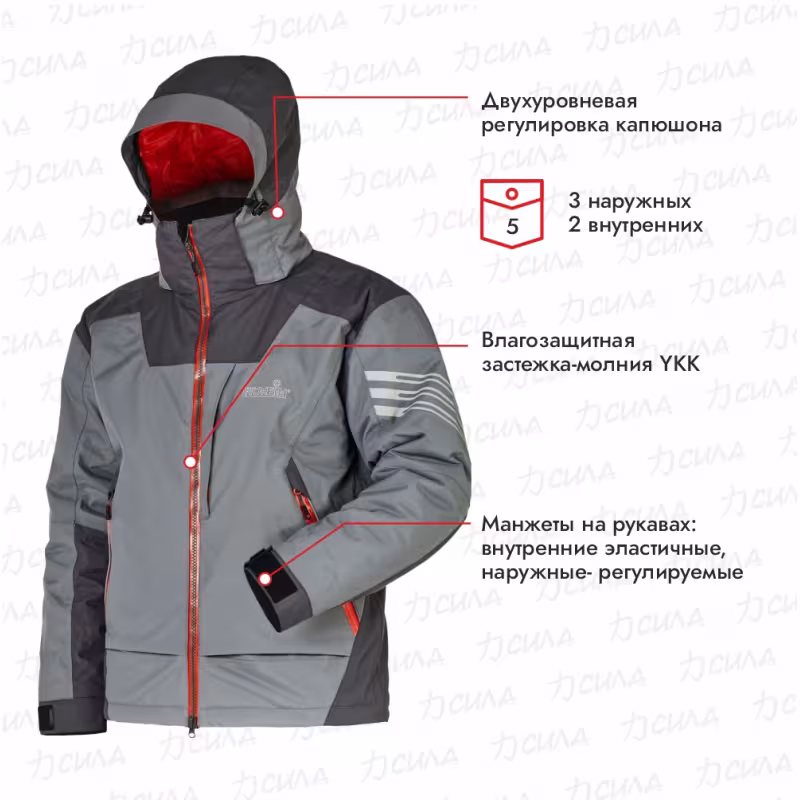 Куртка мужская Norfin Verity Pro GR, ткань Breathable, серый, размер XXL