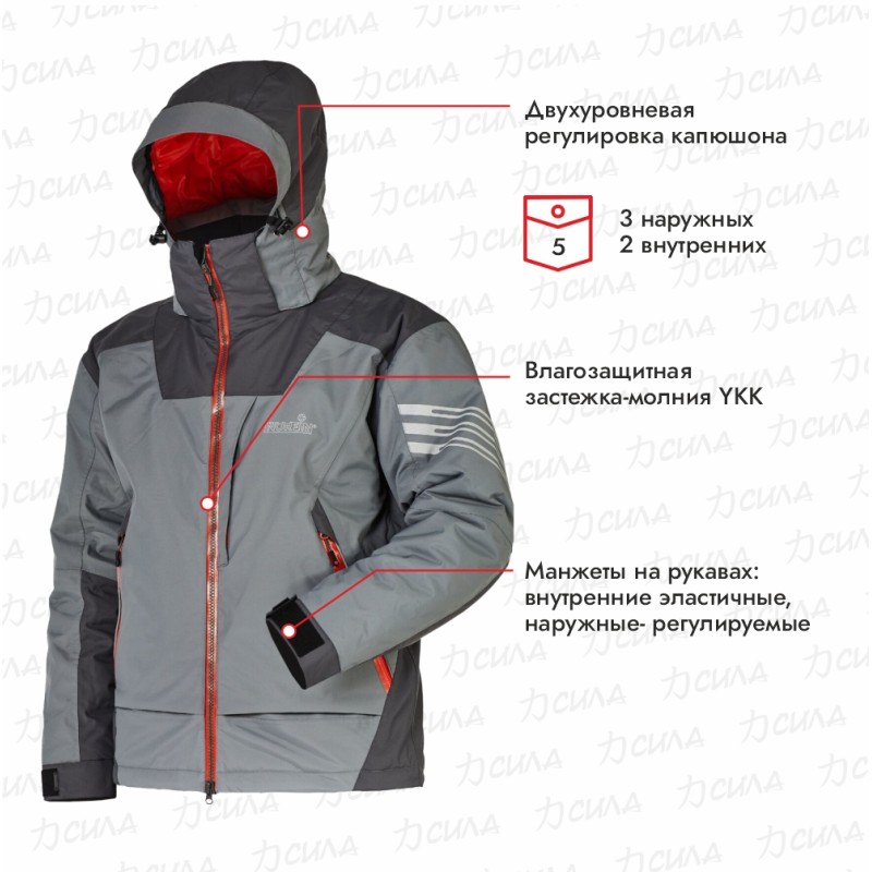 Куртка мужская Norfin Verity Pro GR, ткань Breathable, серый, размер XXXL