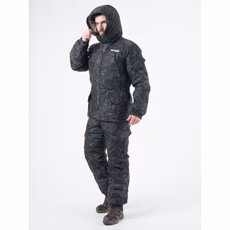 Костюм мужской OneRus Горный -45, ткань Алова, черный камуфляж, размер 44-46, 170-176 см