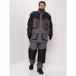 Костюм мужской Huntsman Siberia Lux, ткань Breathable, серый/черный, размер 48-50, 182-188 см