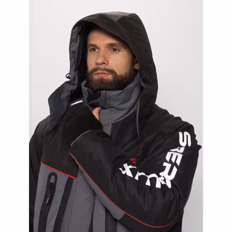 Костюм мужской Huntsman Siberia Lux, ткань Breathable, серый/черный, размер 56-58, 182-188 см